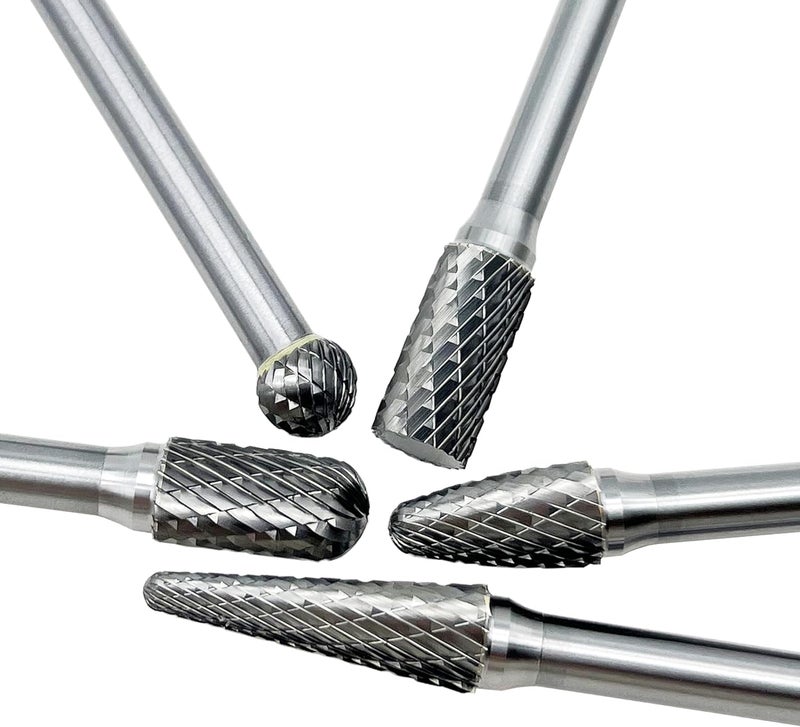 LU&MN Carbide Burrs Set 5pcs Extra Long Shank Carbide Rotery Burr File Double Cut 1/4 Inch Shank 4 Inch Long Burr Bits For Die Grinder Bits by - Image 4